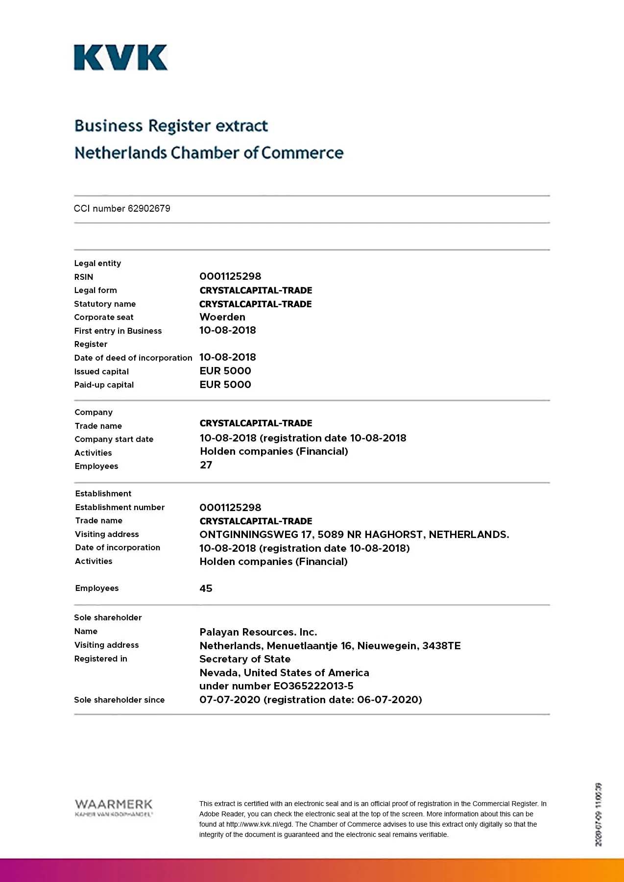 Crystalcapital-Trade  certificate